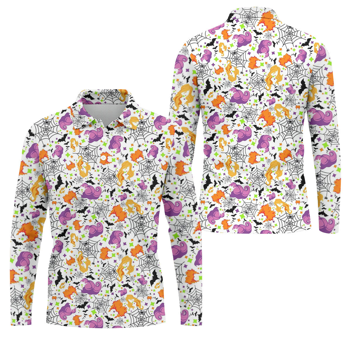 Halloween Witch Horror Character Spider Web Polo Shirt, Mens Golf Polo, Mens Golf Apparel