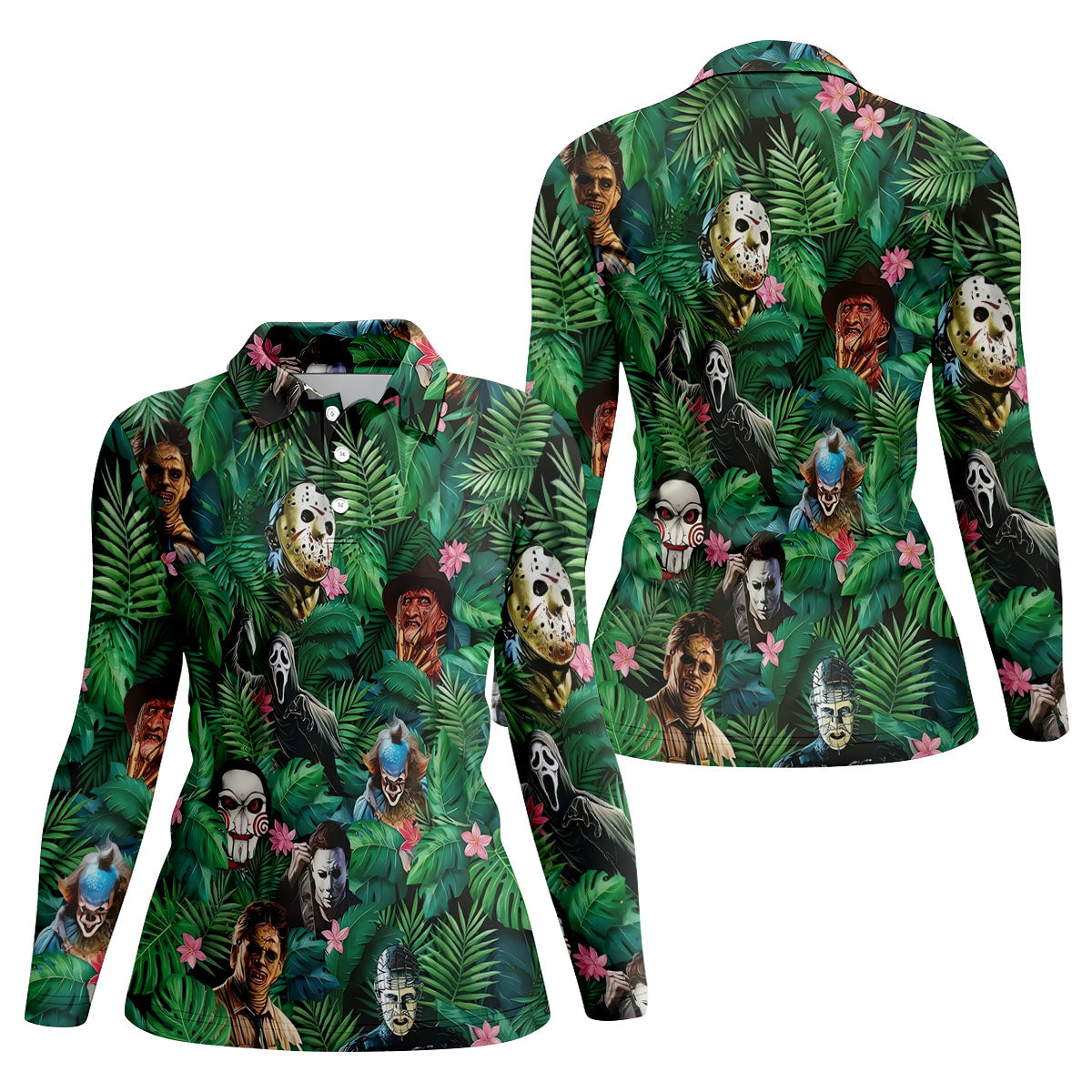 Hidden Horror Villains Jungle Hawaiian Golf Shirt, Women’s Golf Polo, Golf Shirts For Women