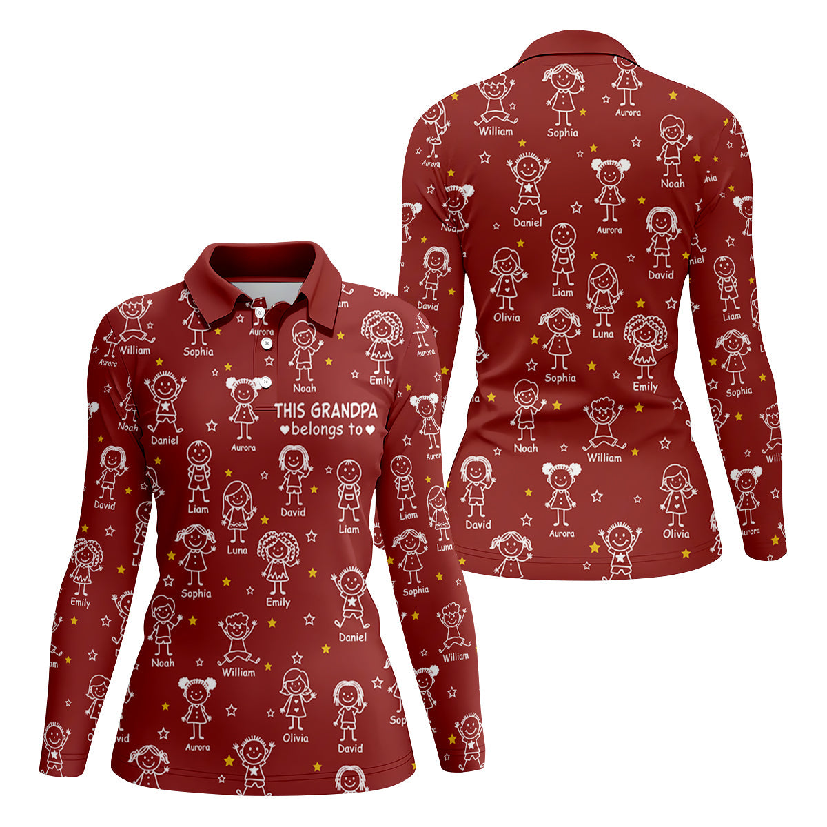This Grandpa Dad Belongs To Kids Pet Red Golf Shirt, Ladies Golf Tops, Women Golf Top, Golfing Apparel