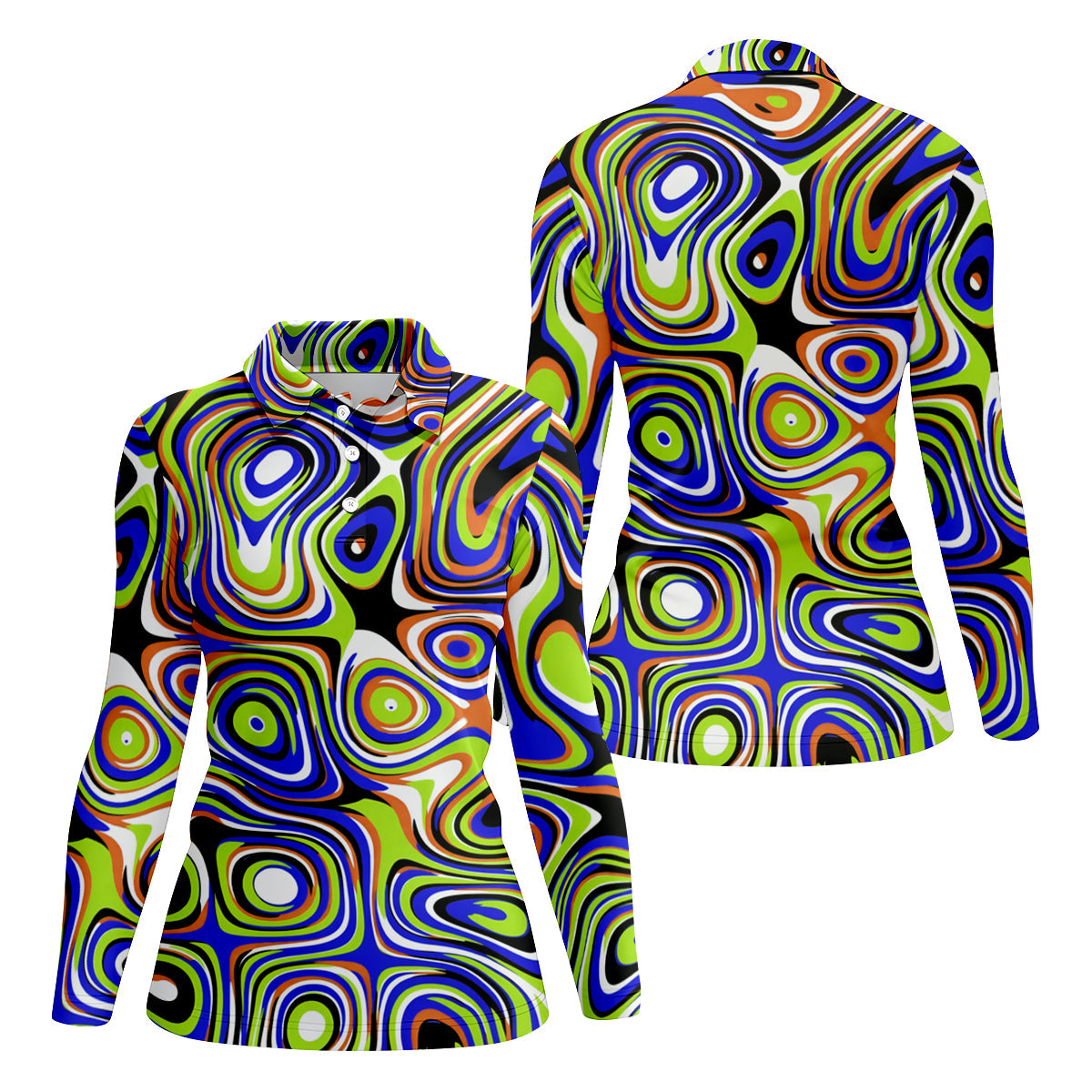 Blue And Green Fluid Art Cool Golf Shirt, Women's Golf Tops, Ladies Golf Shirts, Women's Polo Shirt