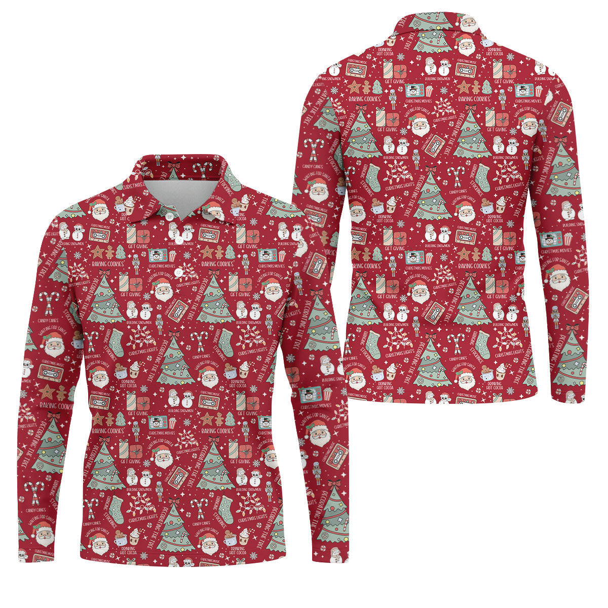Tis The Season Santa Claus Gift Red Men's Golf Polo Shirts, Christmas Golf Shirt, Polo Shirts For Men