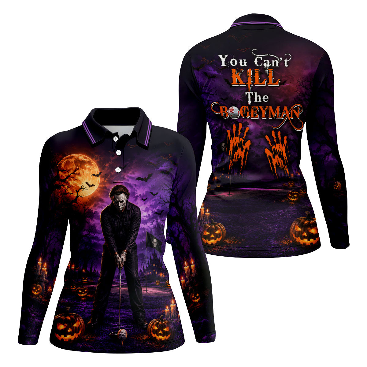 You Can't Kill The Bogeyman Halloween Polo Shirt, Printed Golf Shirt, Ladies Golf Tops
