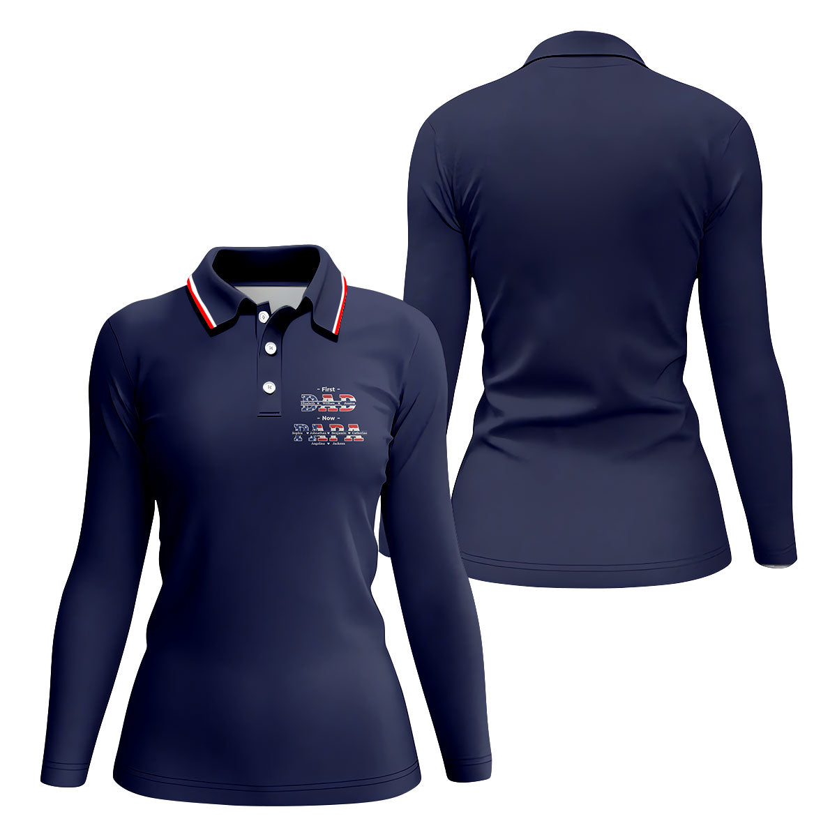 Navy First Dad Now Grandpa Golf Polo Shirt, Women’s Golf Apparel, Golf Shirts For Women