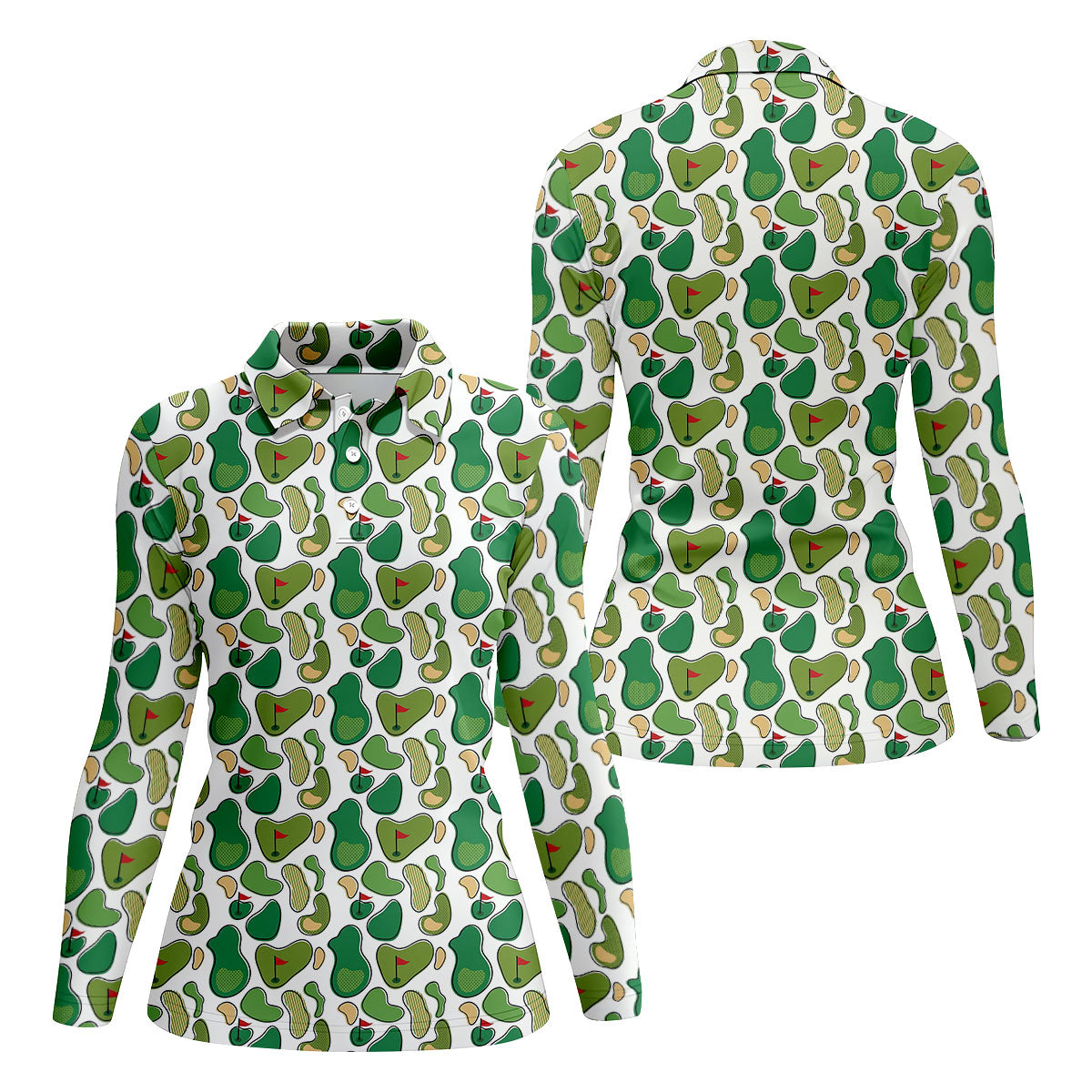 Mini Golf Course Seamless Pattern Women's Golf Tops, Performance Golf Polos, Ladies Golf Shirts