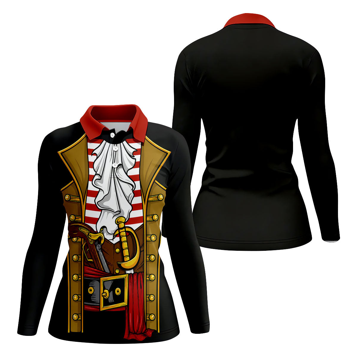 Pirate Captain Outfit Golf Shirt, Swashbuckler Costume Design, Golf Shirt For Women
