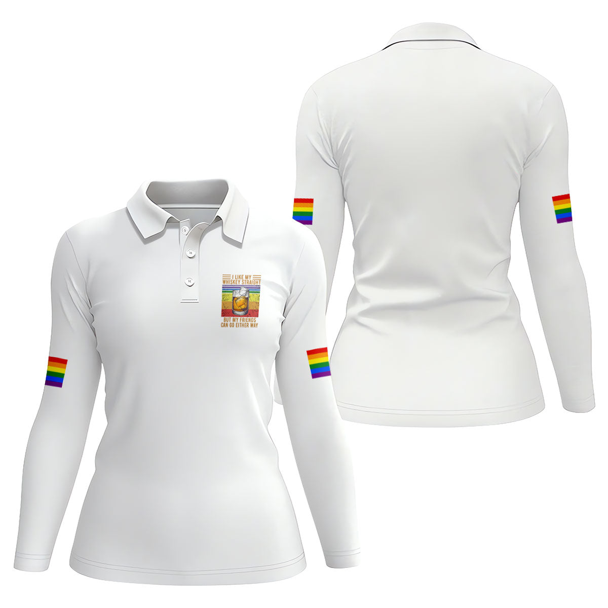 I Like My Whiskey Straight LGBT Pride Month Fun Women's Golf Shirts, LGBT Support Pride Shirt