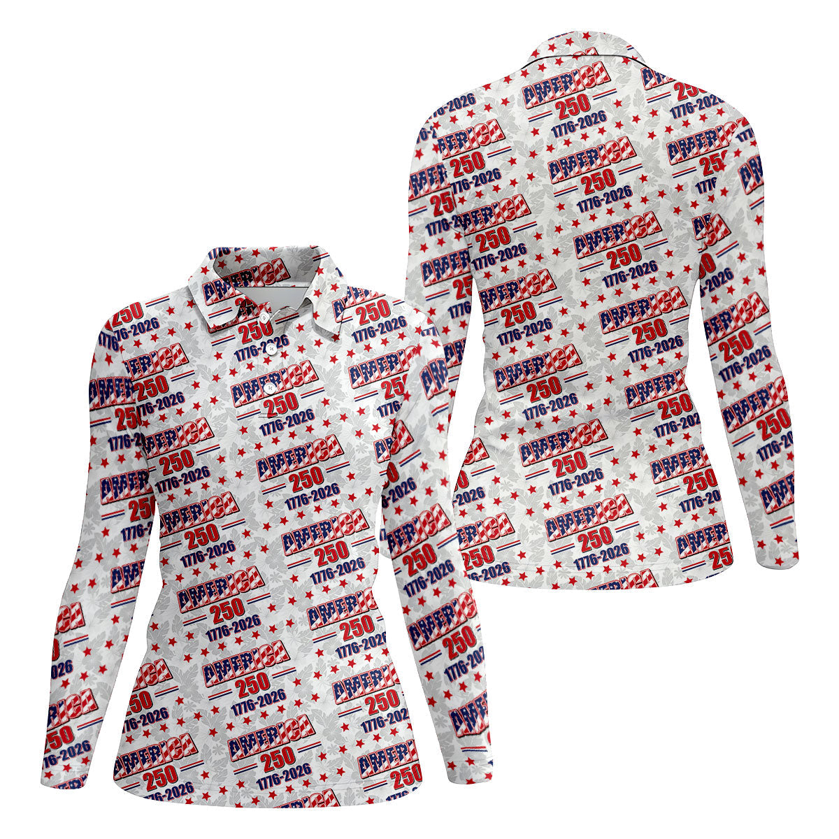 America 250 Tropical Floral 4th Of July Golf Shirt, Patriotic Golf Shirt, Golf Shirt For Women