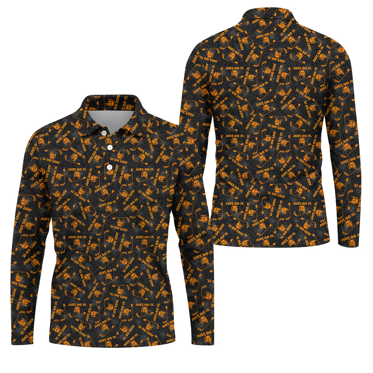 Horror Character Spider Web Pattern Halloween Polo Shirt, Men's Golf Shirt, Hawaiian Golf Shirt