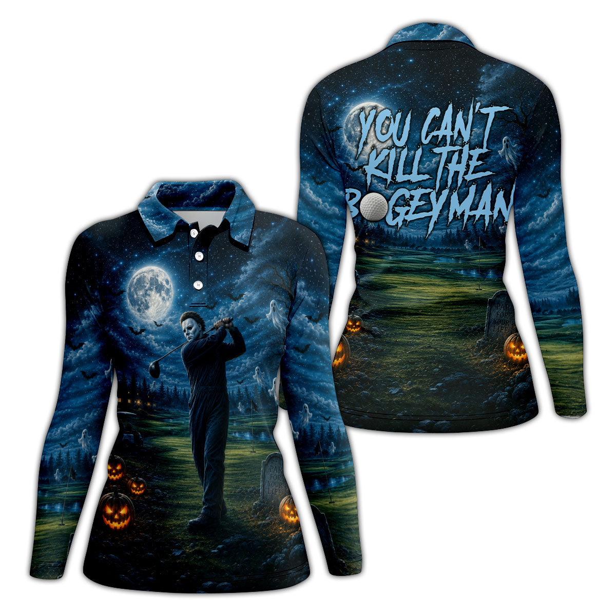 You Can't Kill The Bogeyman Halloween Ghost Polo Shirt, Women’s Golf Polo, Ladies Golf Top