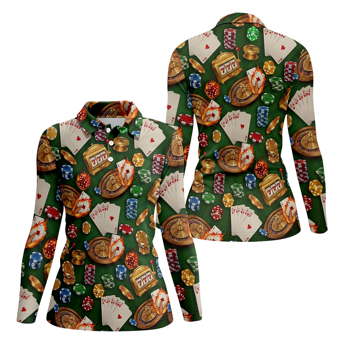 Casino Gambling Poker Golf Shirt For Women, Ladies Golf Shirts, Women's Sleeveless Golf Shirts
