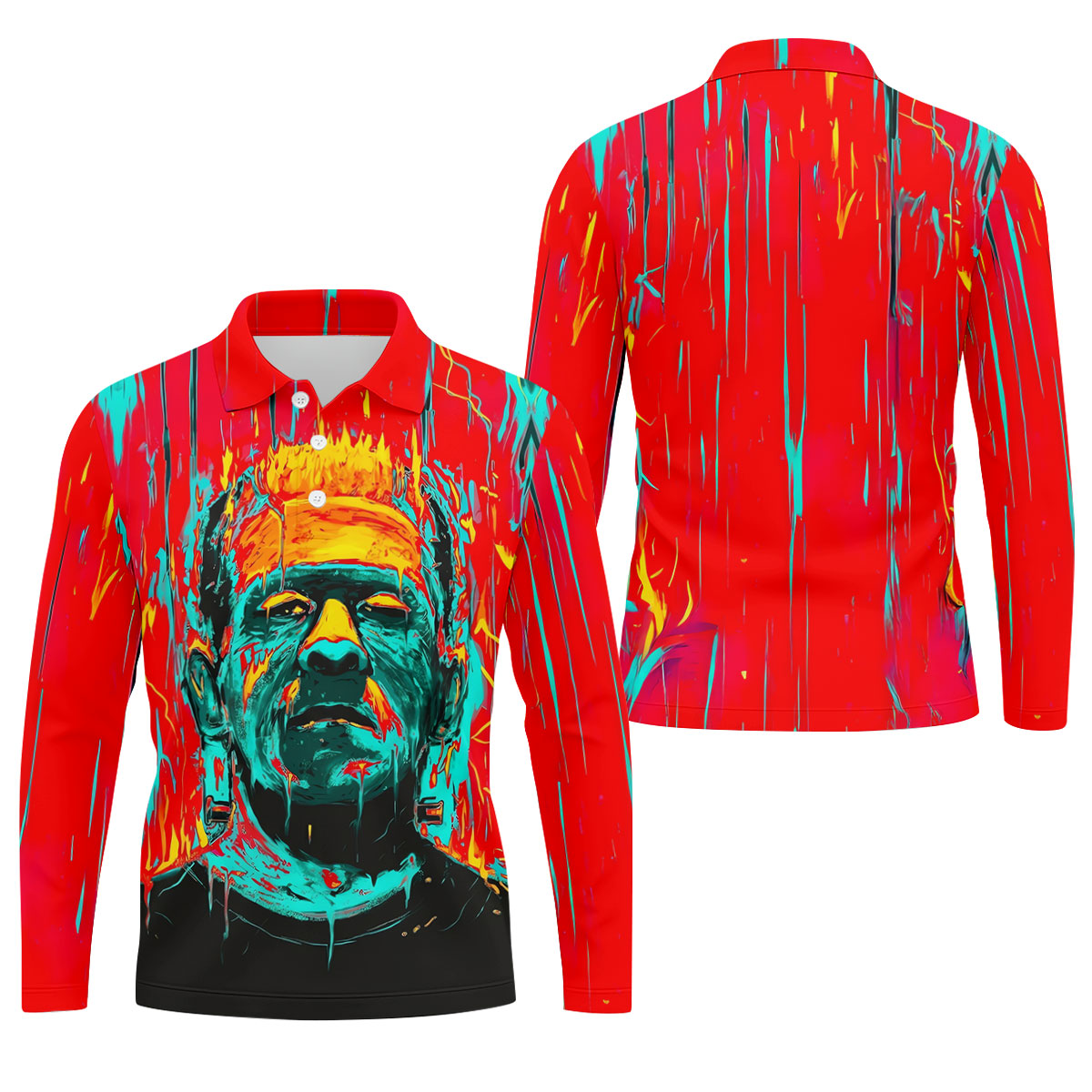 Colorful Horror Character Halloween Polo Shirt, Mens Golf Polo, Golf Shirts For Men