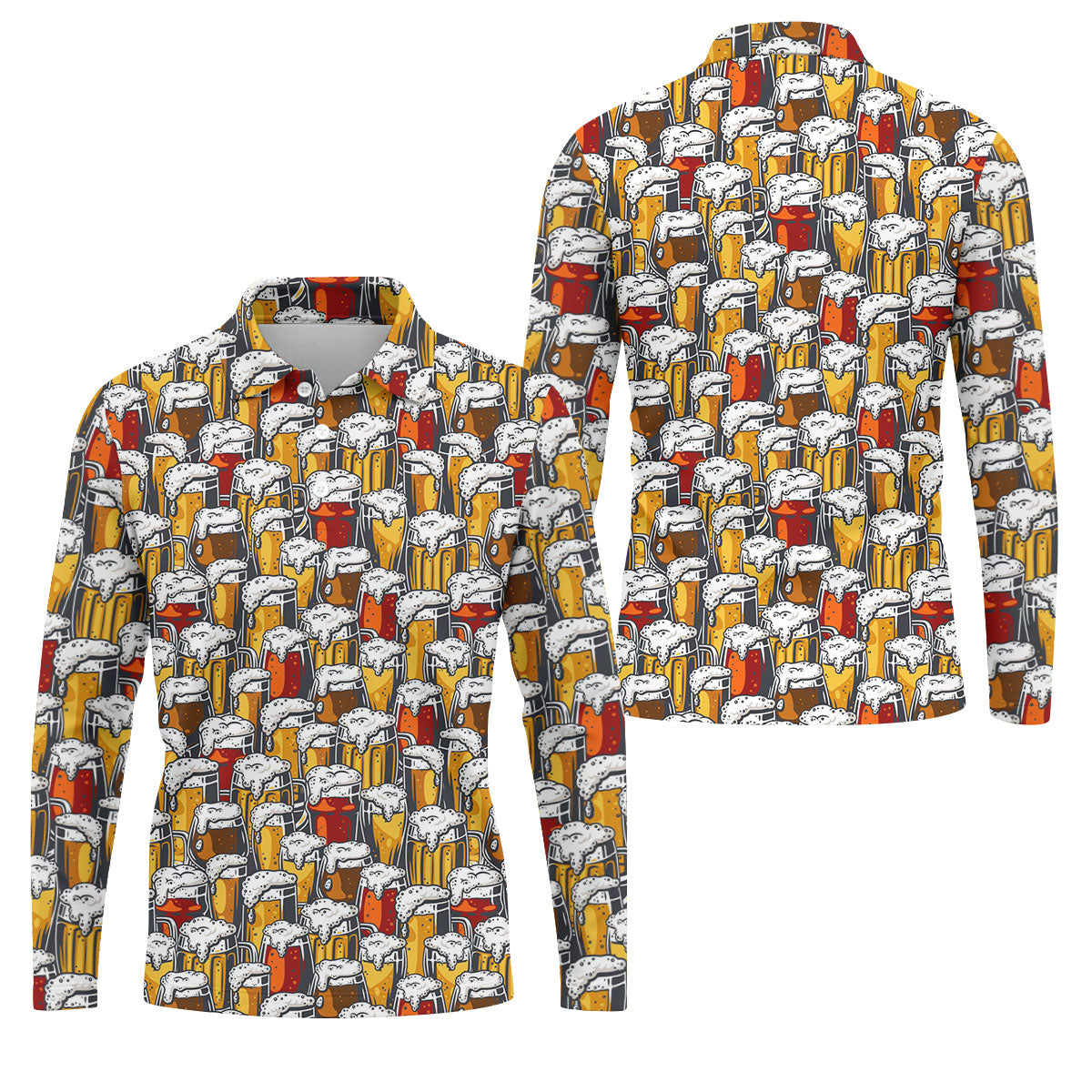 Oktoberfest Beer Glass Pattern Polo Shirt, Mens Golf Polo, Golf Polo Shirts For Men