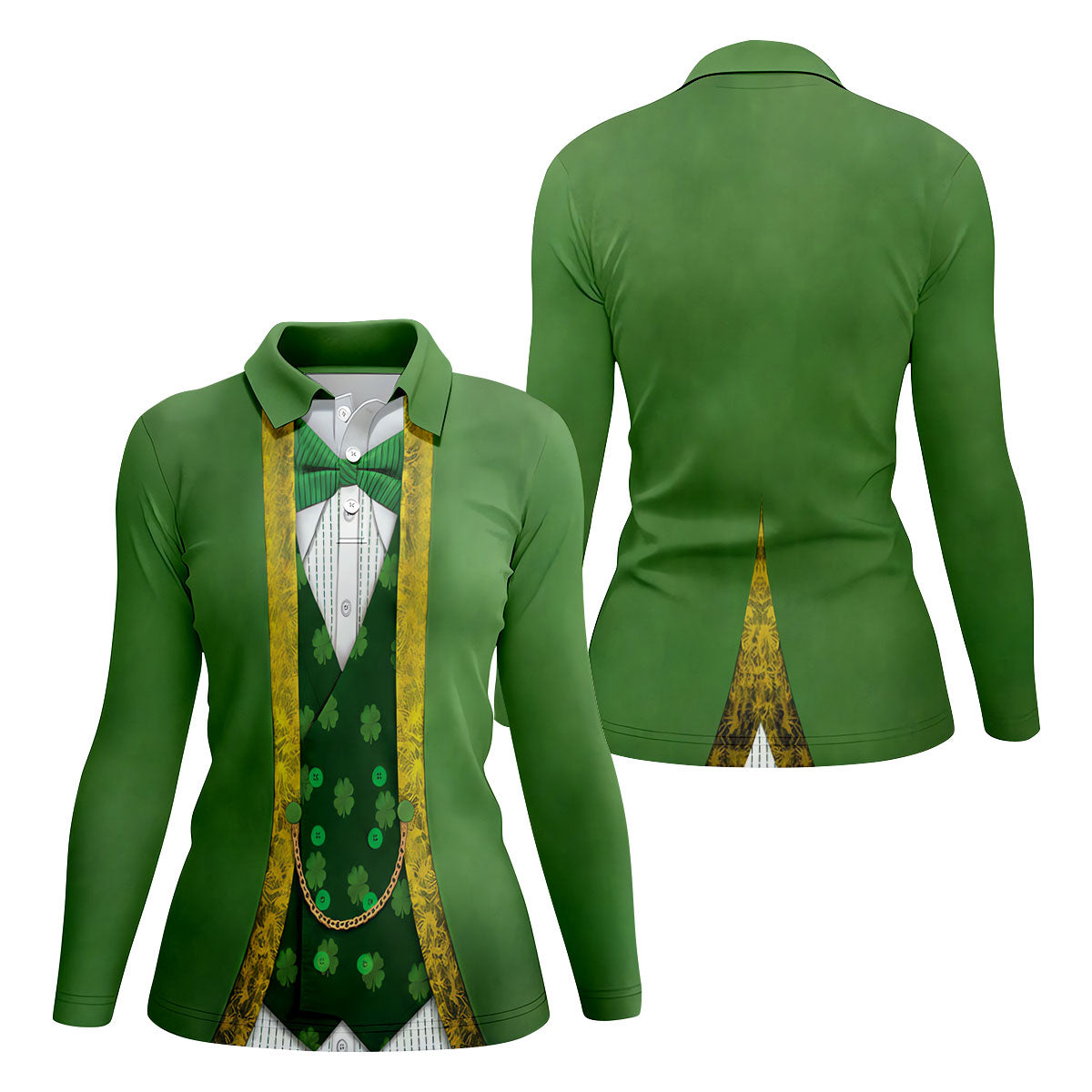 St Patrick's Day Leprechaun Costume Print Women's Golf Shirts, Ladies Golf Polos, Golf Shirt For Women