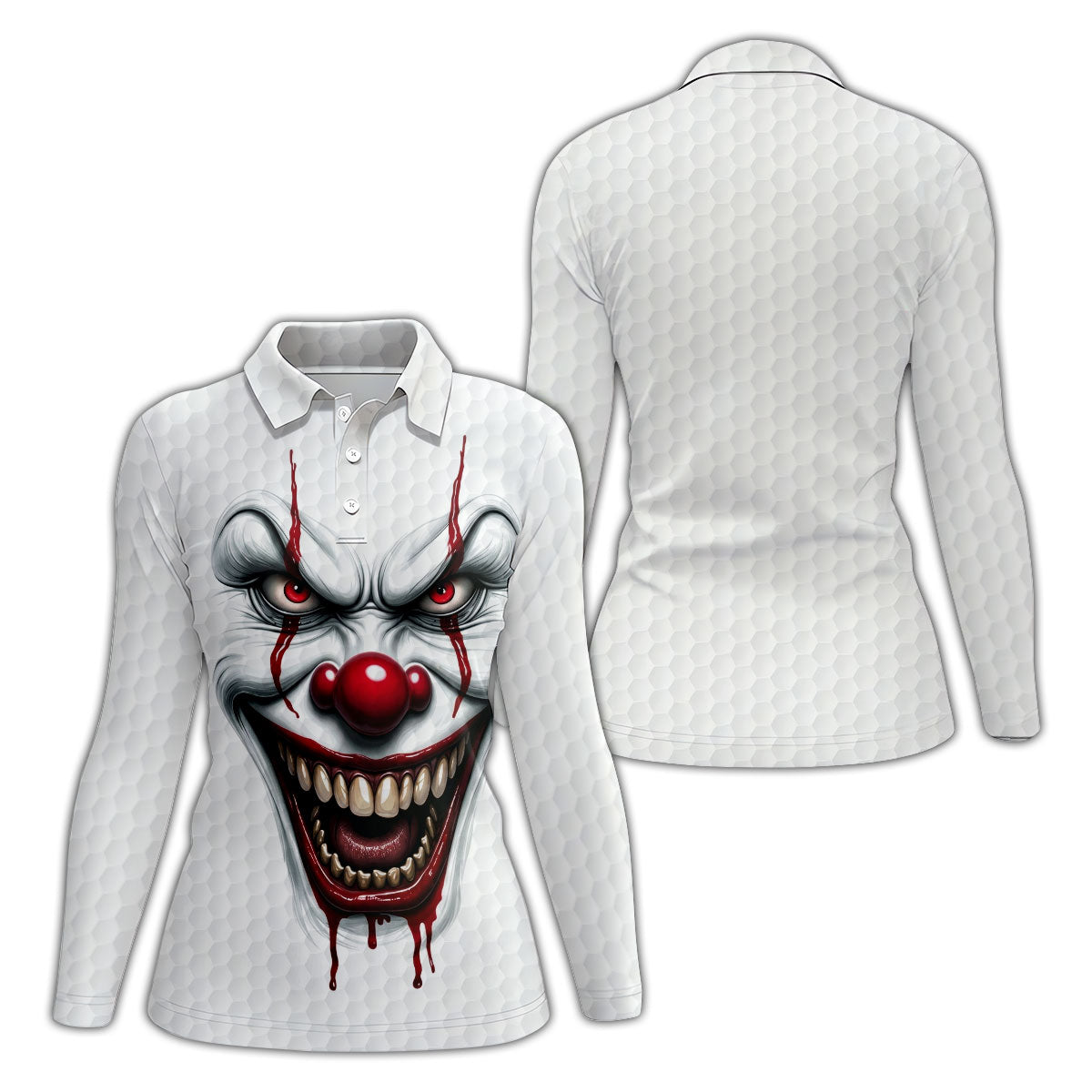 Clown Horror Character Golf Ball Halloween Polo Shirt, Ladies Golf Shirt, Womens Golf Tops