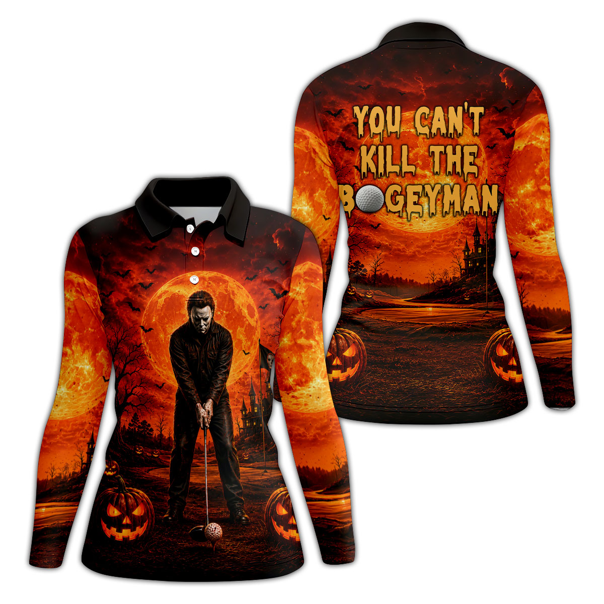 You Can't Kill The Bogeyman Halloween Golf Polo Shirt, Women’s Golf Polo, Womens Golf Tops
