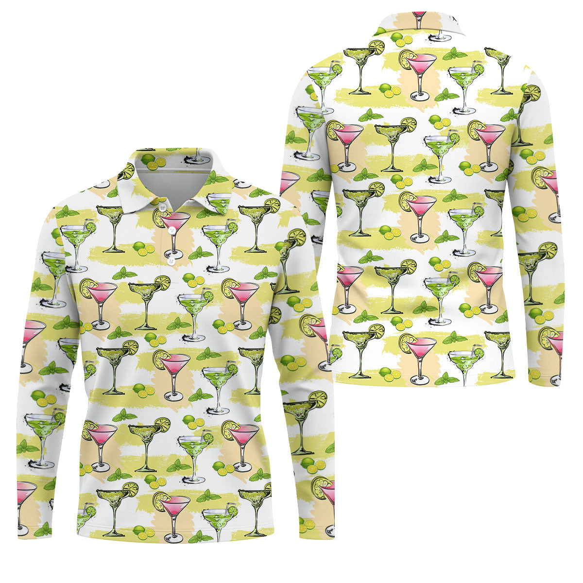 Cocktail Margarita Summer Party Men's Polo Shirt, Cinco De Mayo Celebration Fiesta Golf Shirt For Men