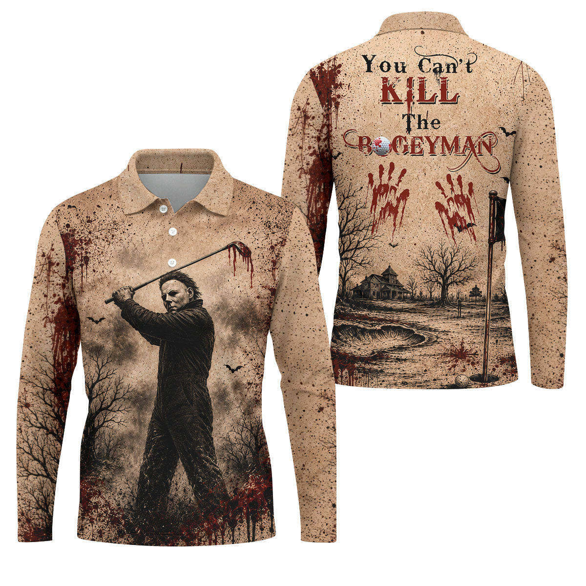 You Can't Kill The Bogeyman Halloween Golf Polo Shirt, Mens Golf Polo, Printed Golf Shirts
