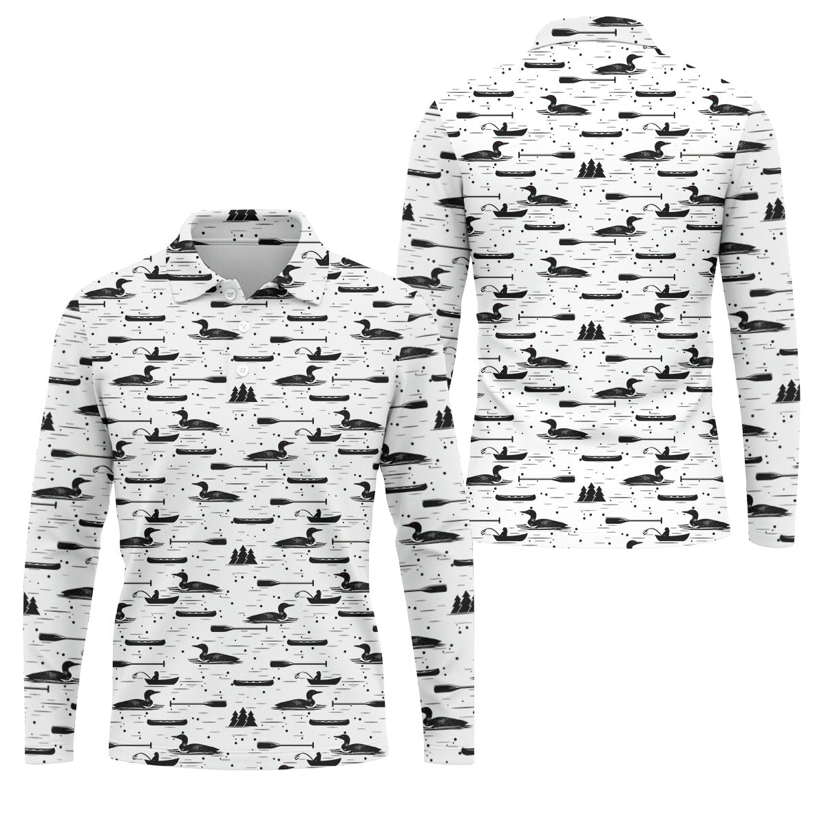 Loon Lake Aquatic Birds Hawaiian Golf Shirt, Men's Golf Shirt, Polo Shirts For Men