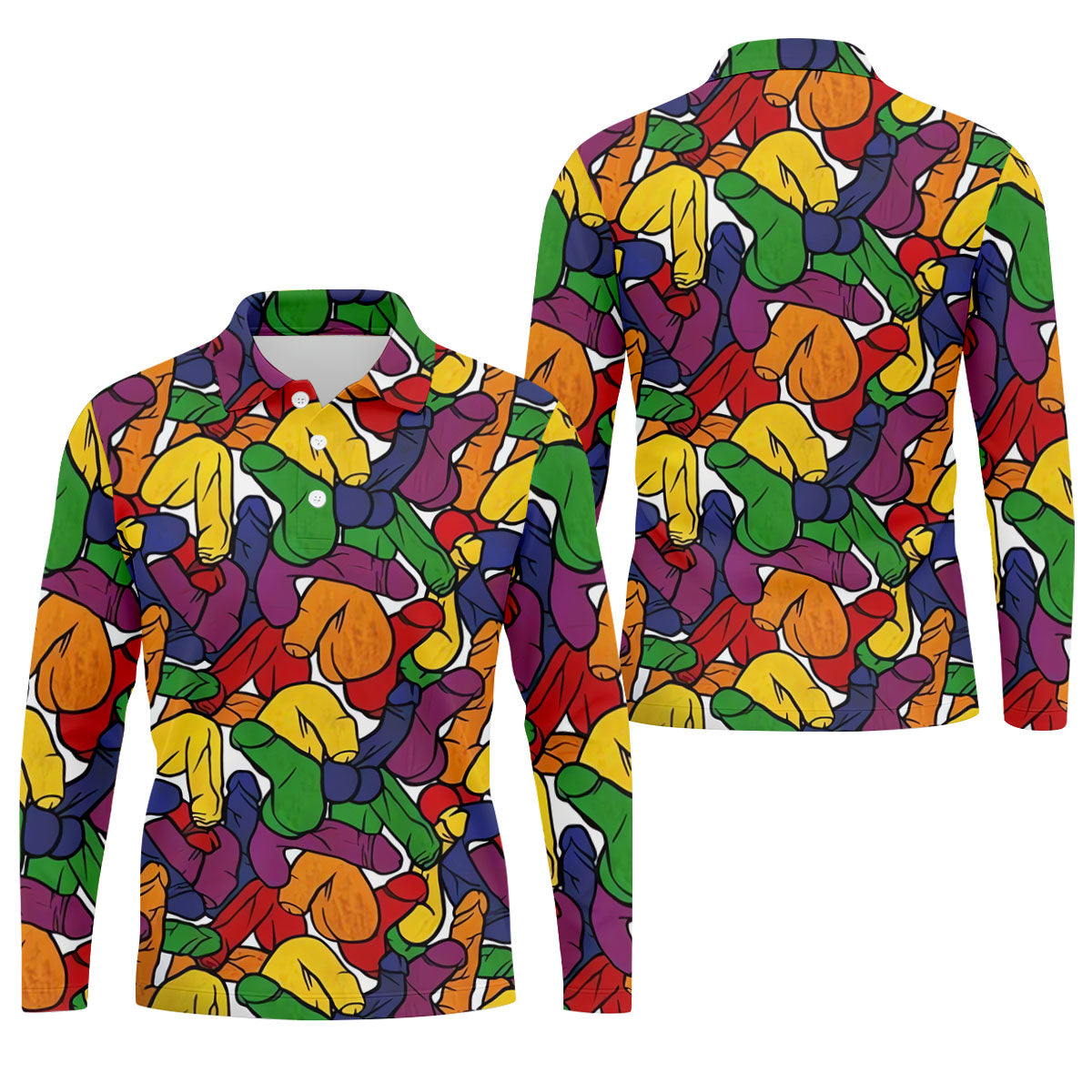 Adult Humor Pride Colors Retro Golf Shirt, LGBTQ Month Men's Funny Golf Shirts