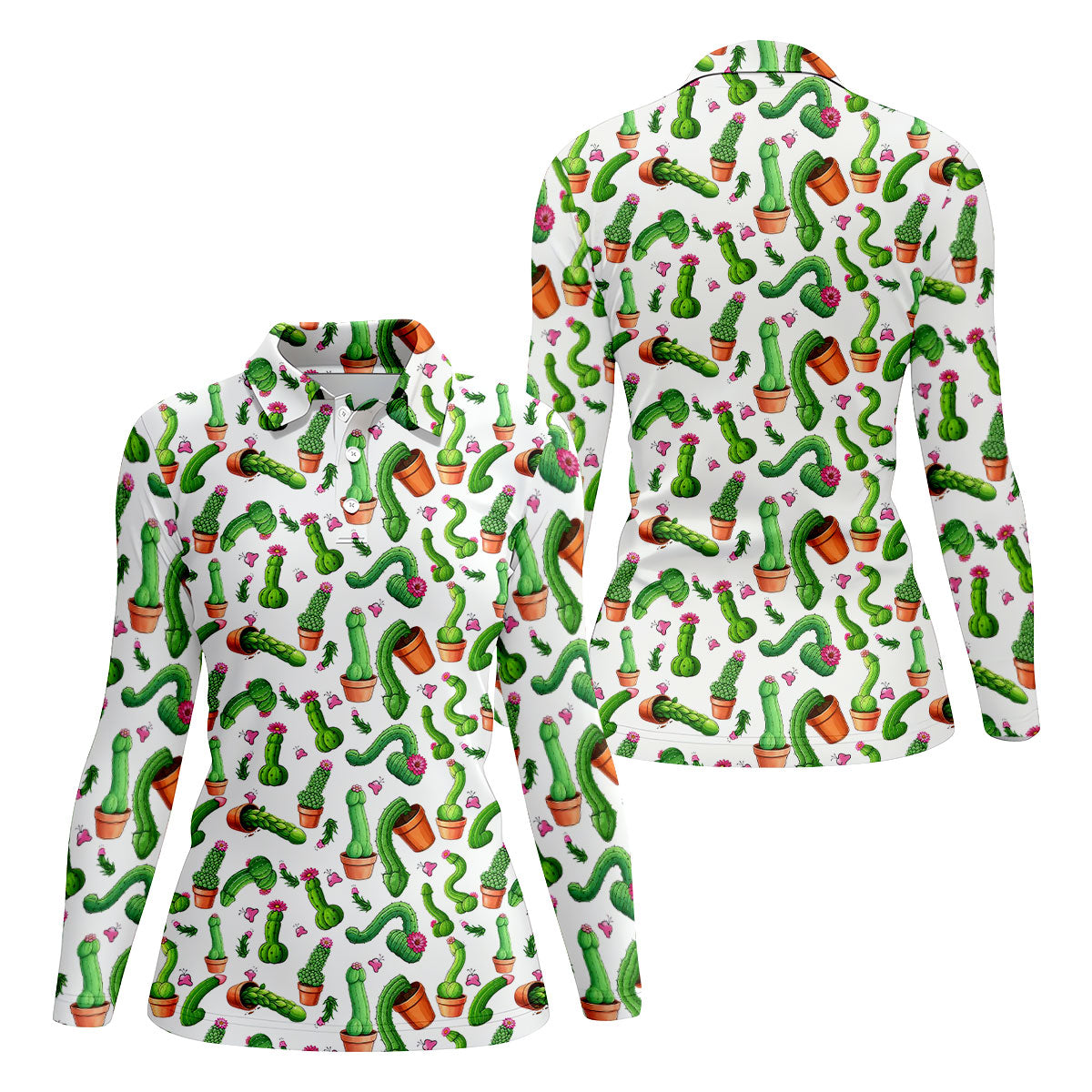 Funny Cactus Adult Humor Women Golf Shirts, Ladies Golf Shirt, Valentines Golf Gift, Golf Gifts For Women