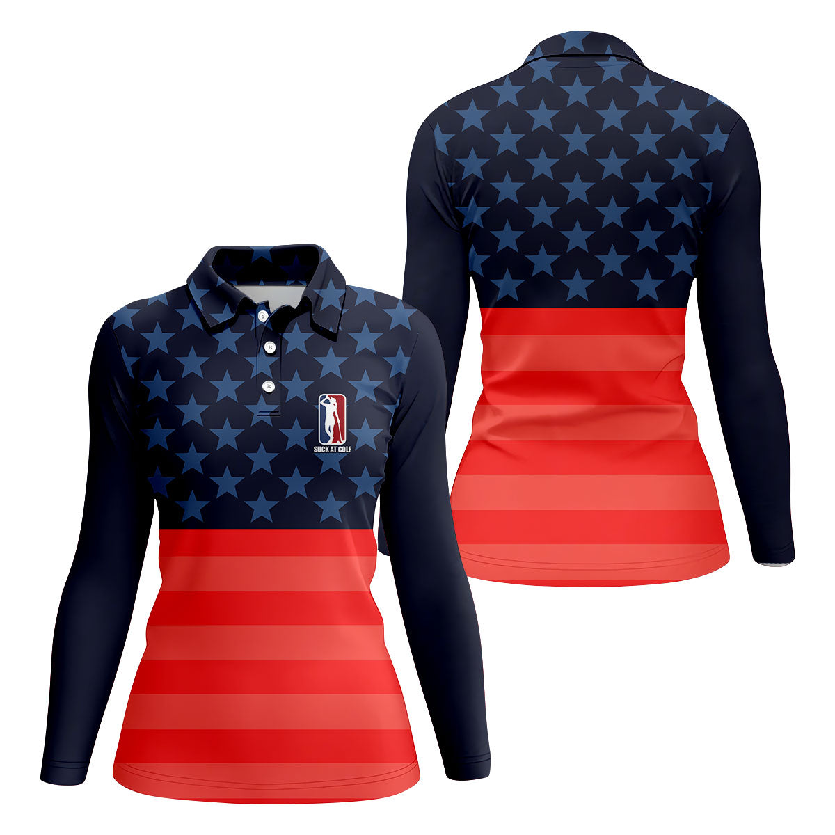 Funny Suck At Golf Drunk Golfer Golf Shirt For Women, Patriotic 4th Of July Golf Shirt