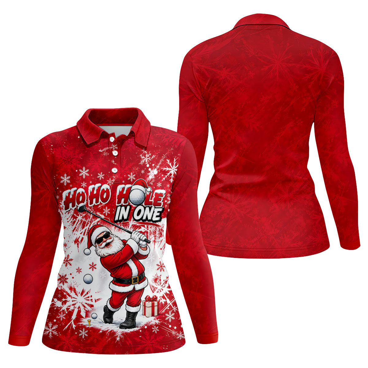 Ho Ho Hole In One Santa Christmas Golf Shirt, Womens Golf Tops, Ladies Golf Shirts