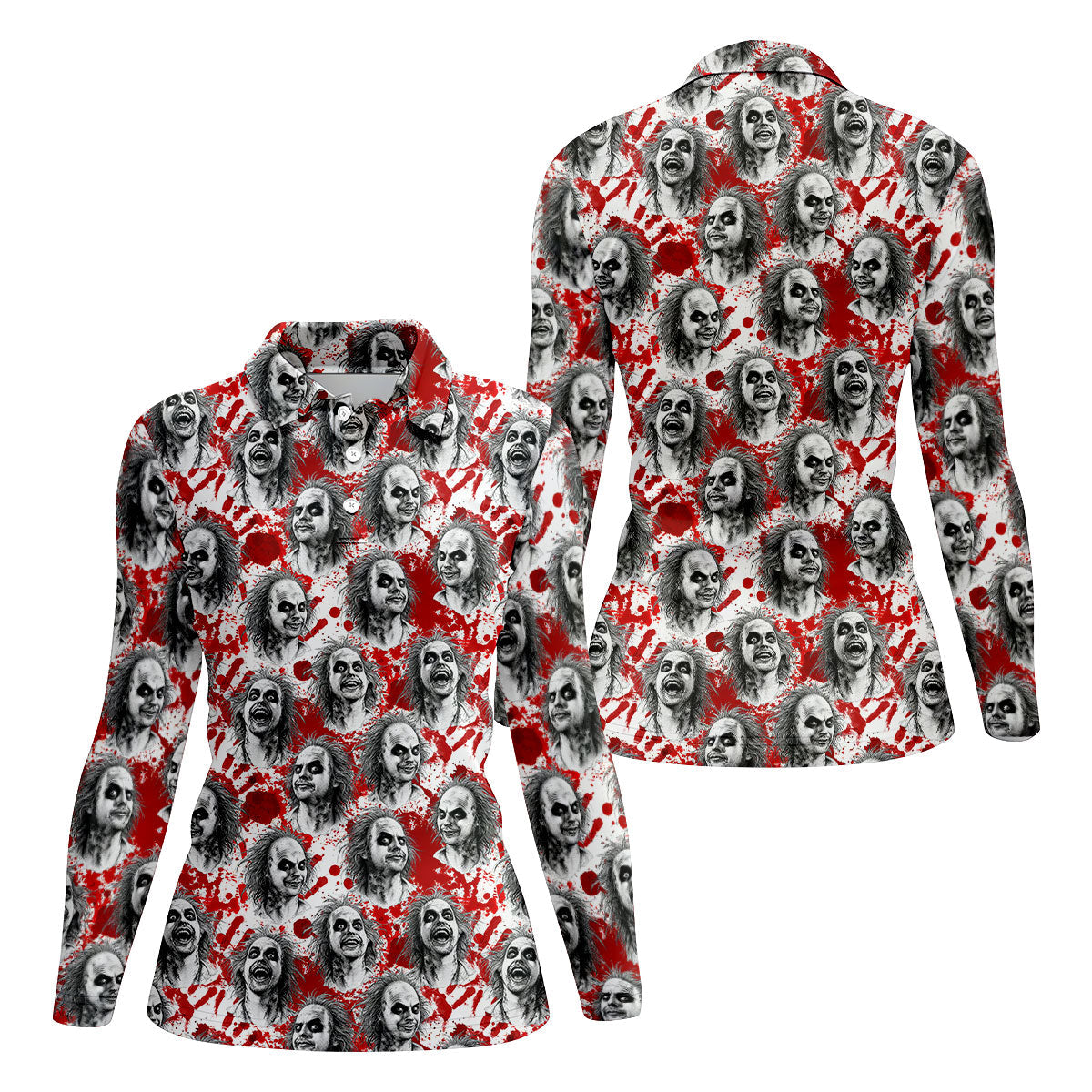 Halloween Horror Character Faces Polo Shirt, Golf Shirts For Women, Golf Polo For Women