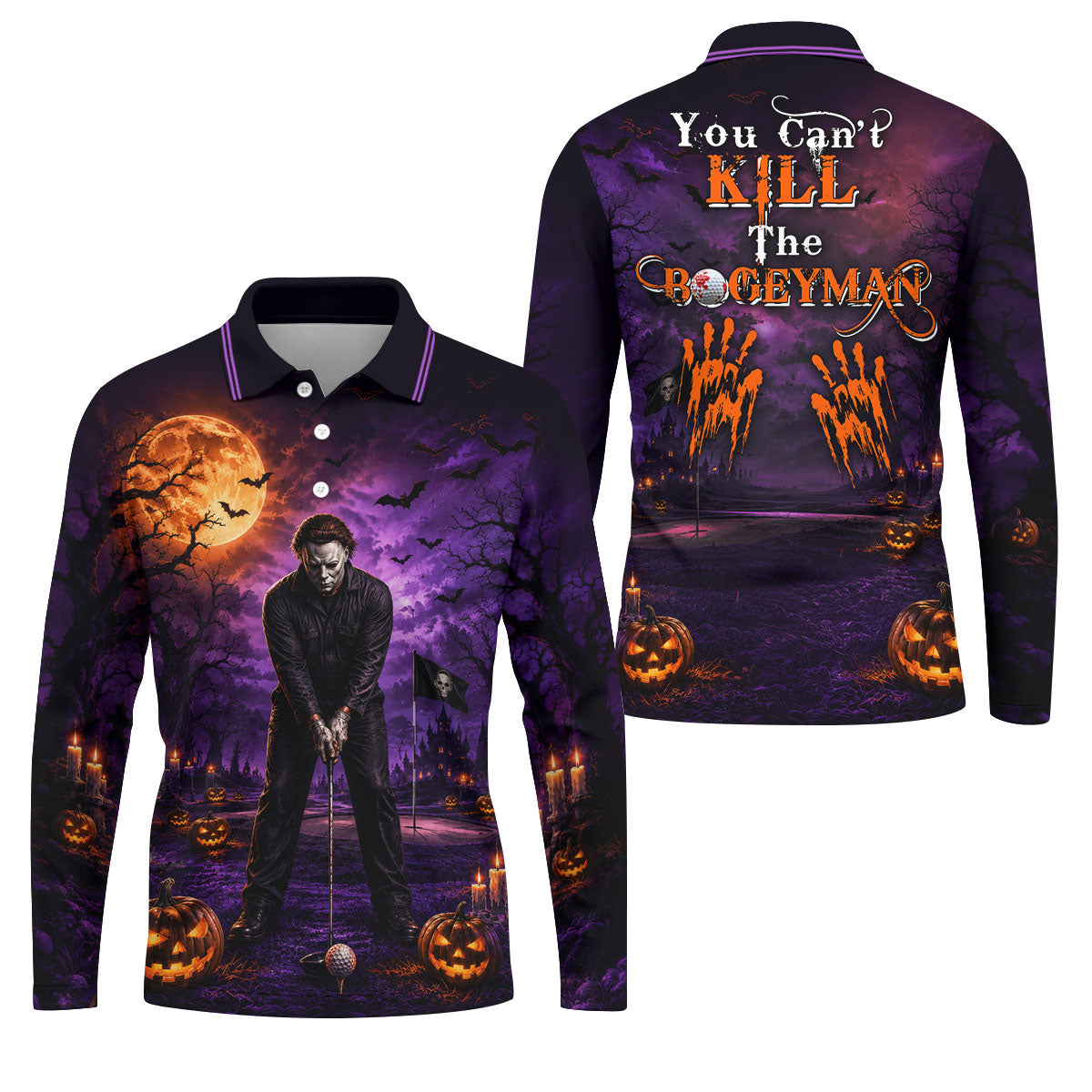 You Can't Kill The Bogeyman Halloween Polo Shirt, Hawaiian Golf Shirt, Mens Golf Apparel