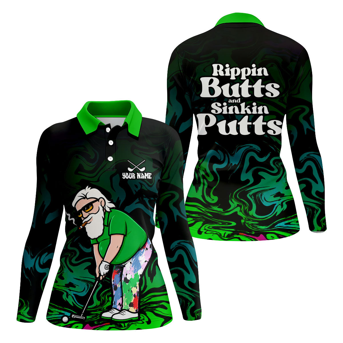 Funny Rippin Butts And Sinkin Putts Polo Shirt, Womens Golf Tops, Golf Polo For Women