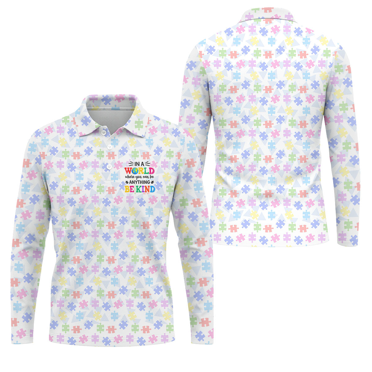 In A World Where You Can Be Anything Be Kind Autism Puzzle Golf Shirts For Men, Polo ShirtFor Men
