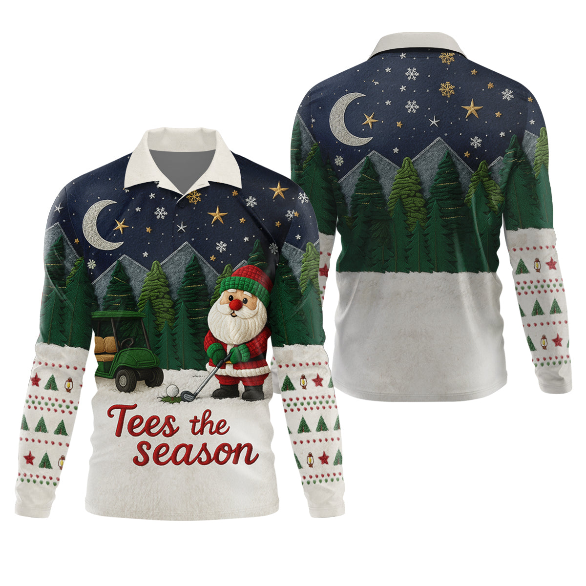 Santa Golfing Tees The Season Night Theme Golf Tops For Men, Christmas Golf Shirt, Polo Shirts For Men