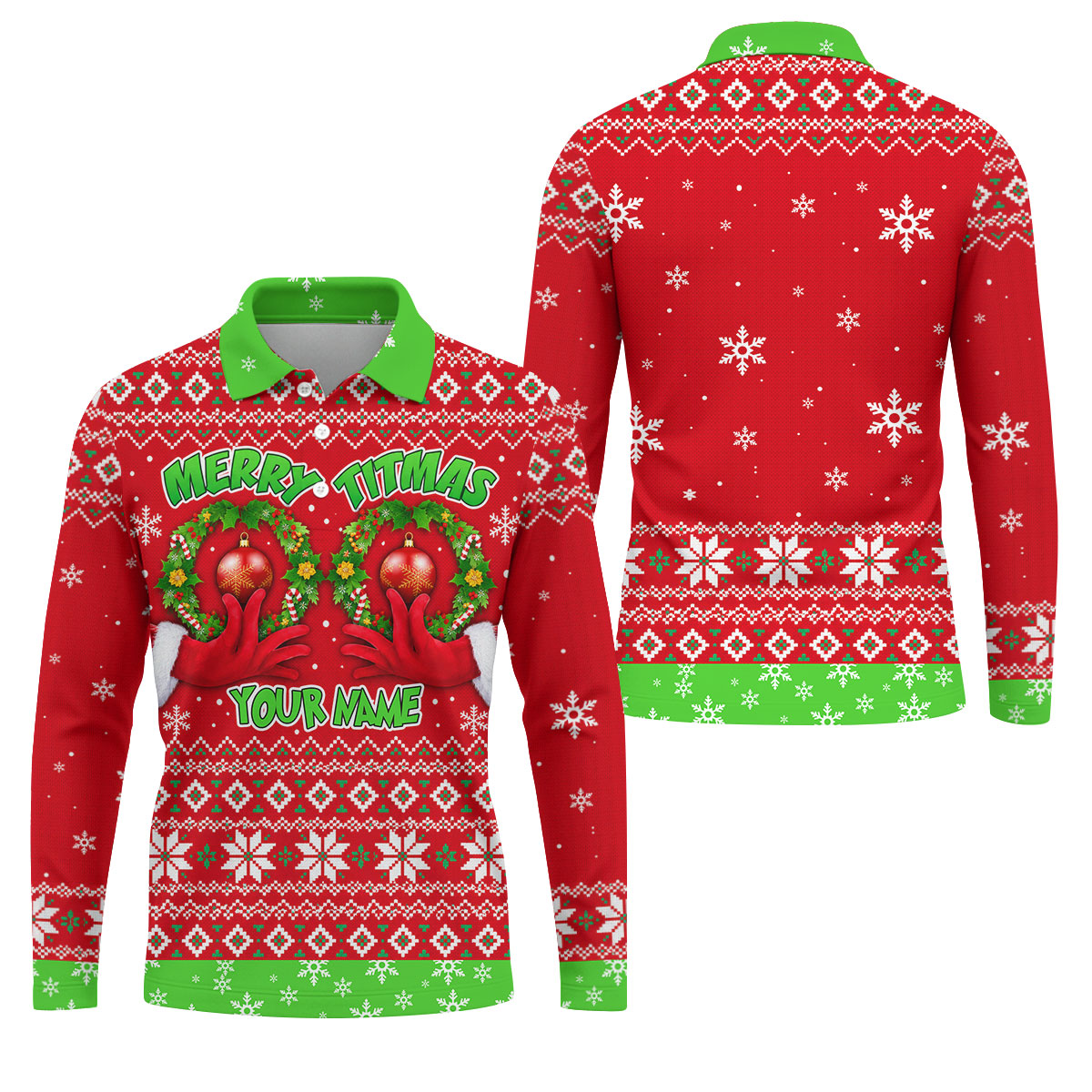 Custom Name Merry Titmas Polo Shirt, Christmas Golf Shirt For Men, Mens Golf Apparel
