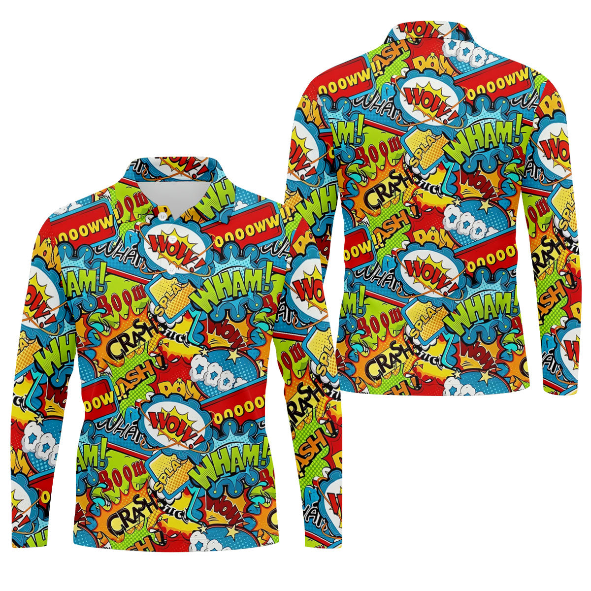 Funny Comic Pop Art Hawaiian Golf Shirt, Mens Golf Shirts, Golf Apparel For Men