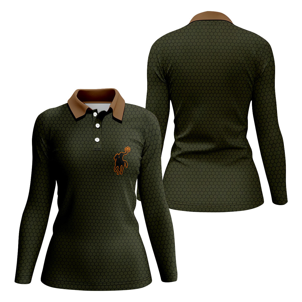 Pumpkin Rider Halloween Horror Character Polo Shirt, Womens Golf Tops, Womens Golf Apparel