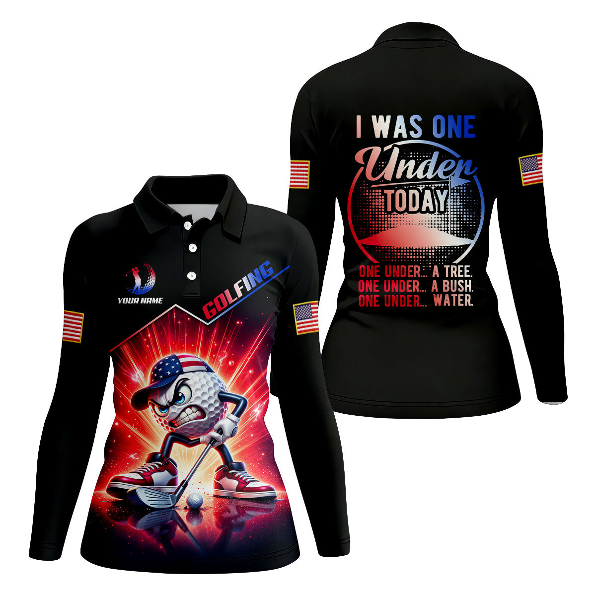 I Was One Under Today Patriotic Fun Women's Golf Shirts, US 250th Anniversary Golf Shirt, 4th Of July Golf Shirt