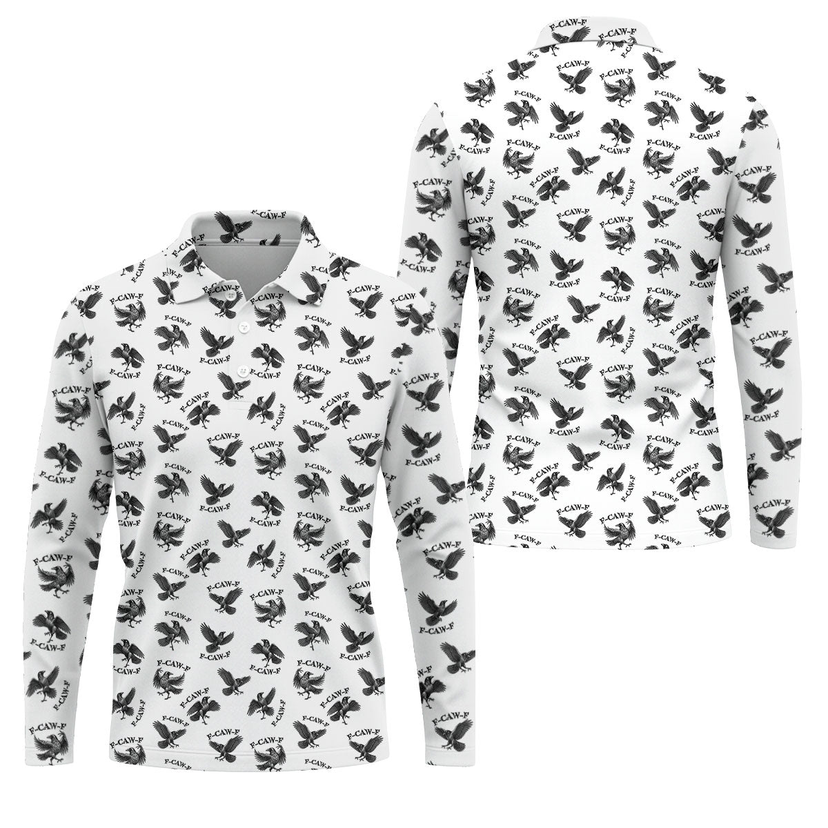 F-Caw-F Raven Halloween Golf Polo Shirt, Halloween Shirt For Men, Golf Apparel For Men
