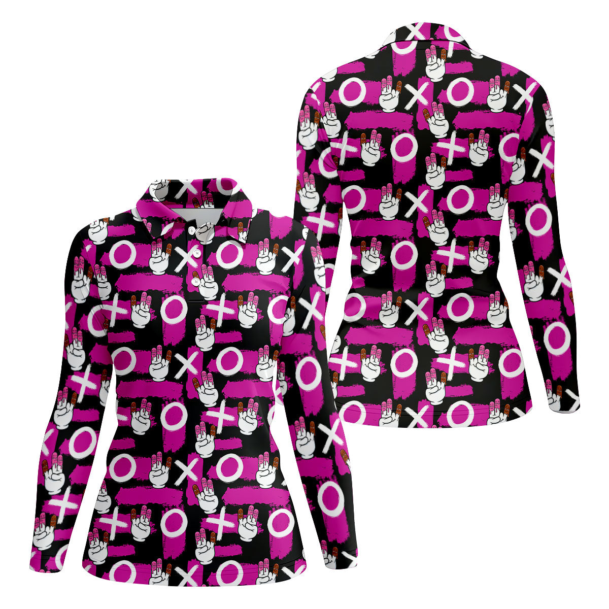 Chocolate Fingers Adult Humor XOXO Black Purple Fun Women's Golf Shirts, Valentines Golf Gift, Women's Golf Tops