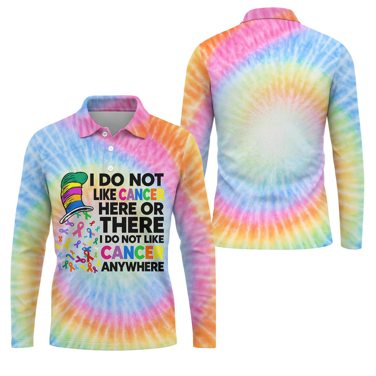 I Do Not Like Cancer Tie Dye Polo Shirt, Golf Polo Shirts For Men, Mens Golf Apparel