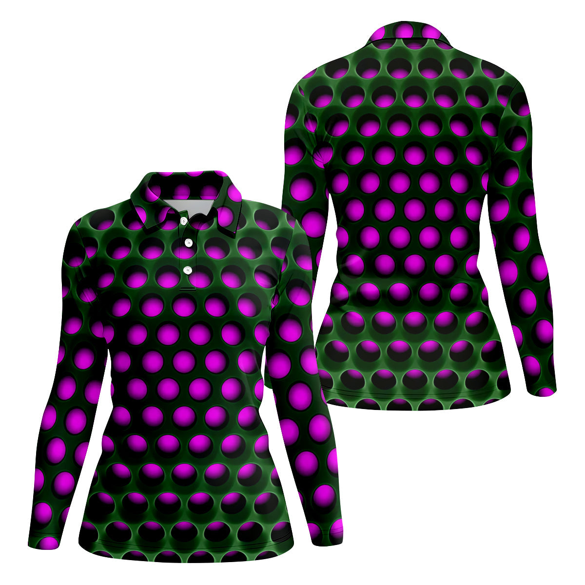 3D Effect Circular Pattern Purple Golf Shirt, Cool Golf Outfit, Women Golf Top, Ladies Golf Shirts