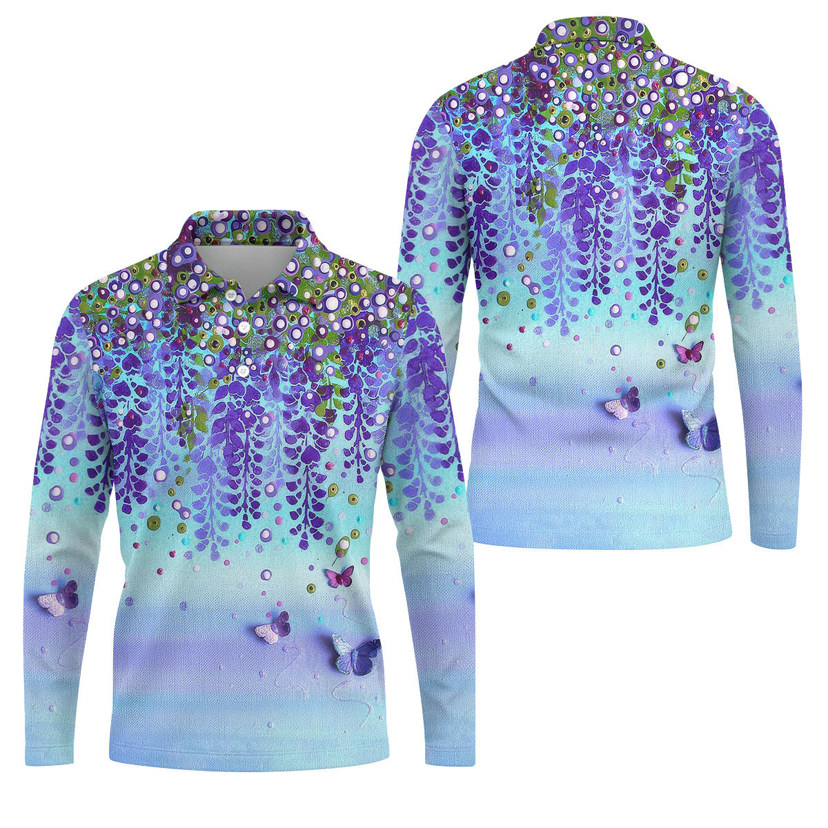 Colorful Abstract Floral Painting Golf Polo, Golf Tops For Men, Golfing Apparel