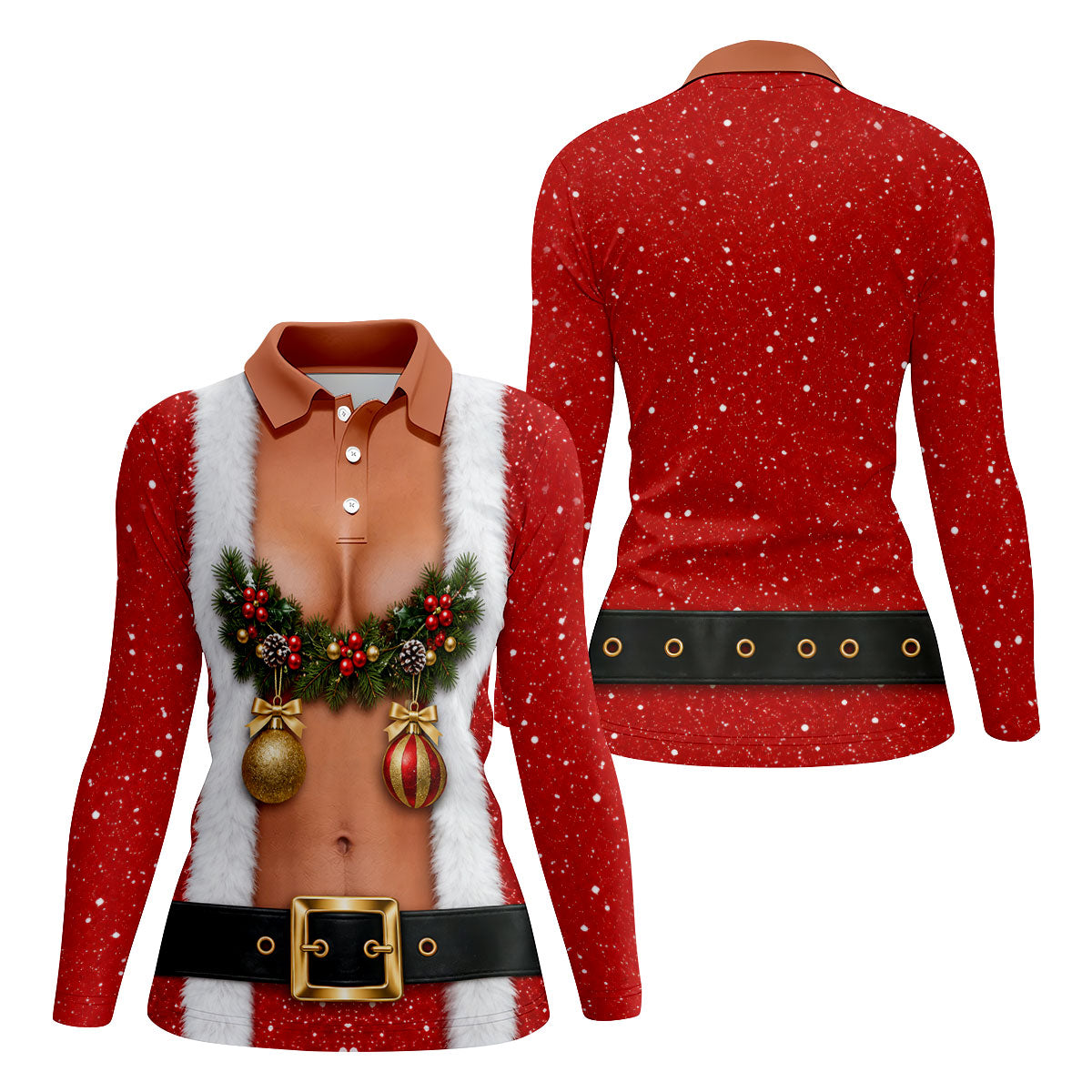 Funny Ornament Garland Christmas Golf Shirt, Women’s Golf Tops, Ladies Golf Shirts