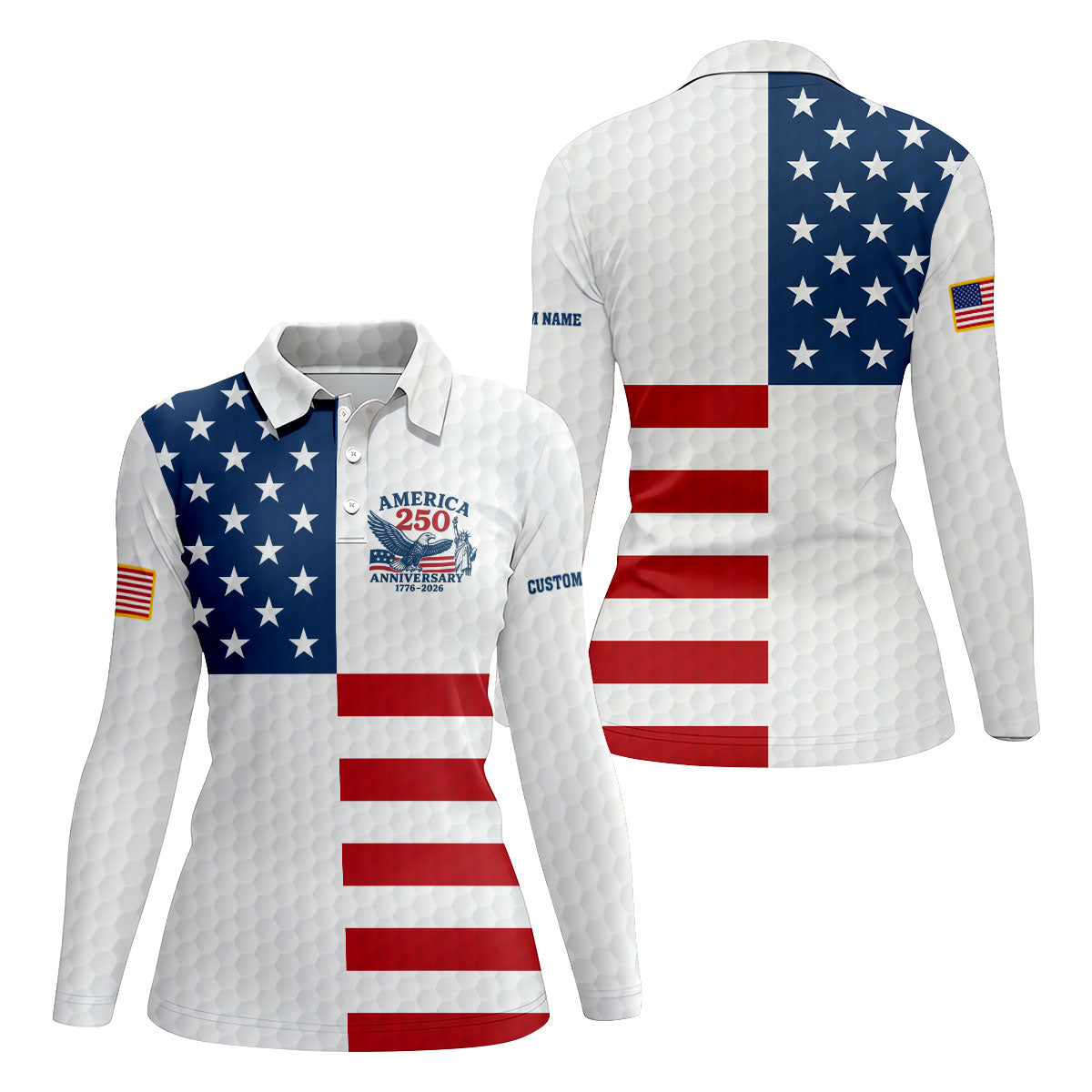 America 250 Anniversary Golf Ball Pattern Patriotic Golf Shirt, 4th Of July Golf Shirt For Women