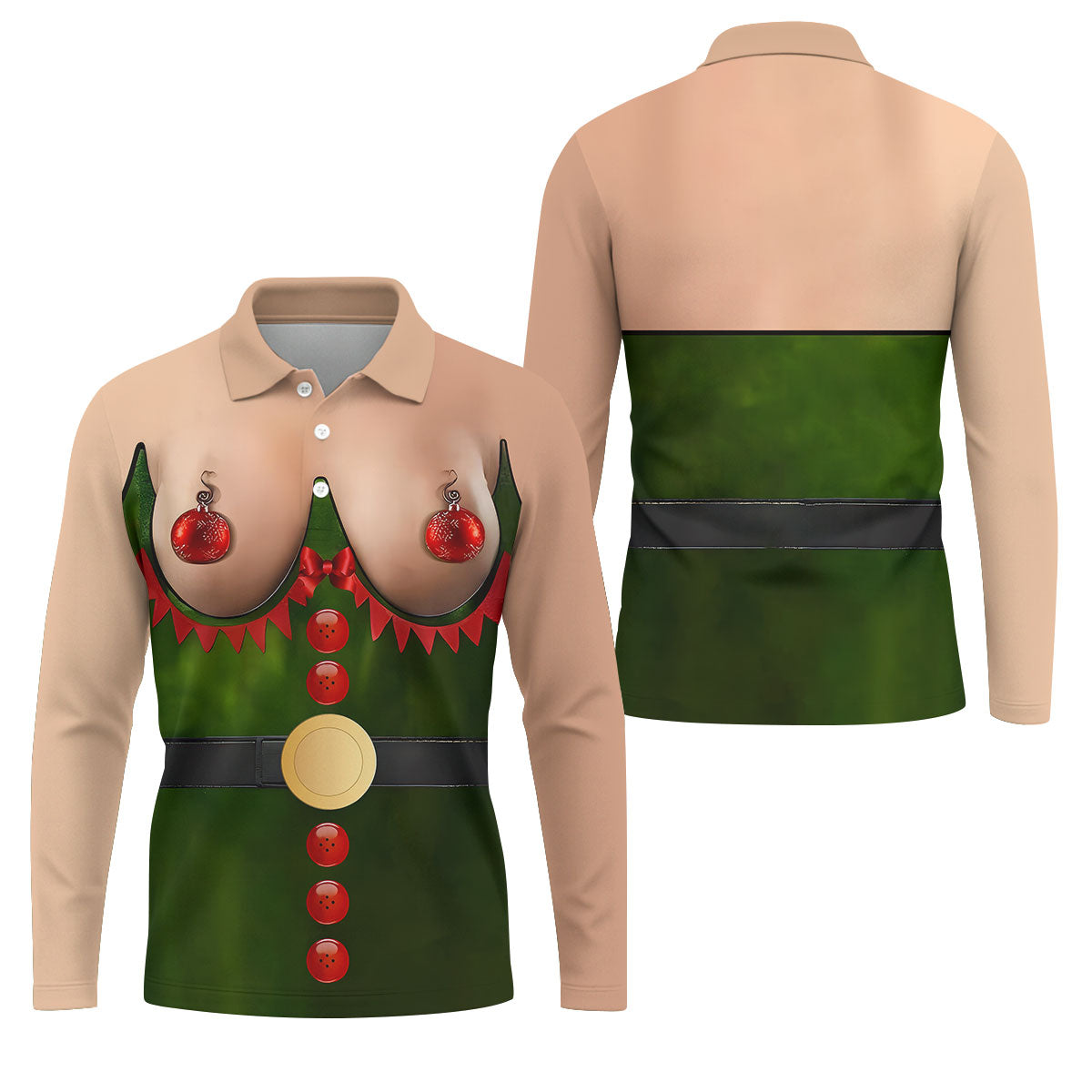 Funny Elf Costume Ornament Christmas Golf Shirt, Ugly Christmas Shirt, Christmas Golf Shirt