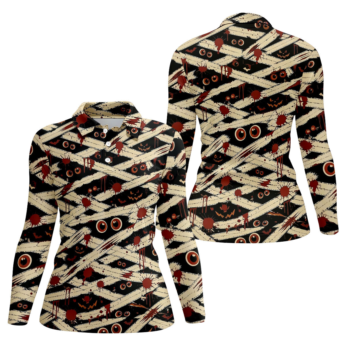 Mummy Horror Character Halloween Golf Polo Shirt, Golf Polo For Women, Women's Golf Shirt