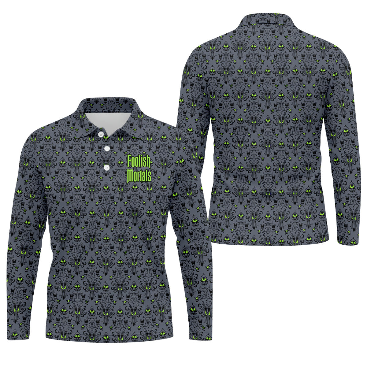 Foolish Mortals Haunted Halloween Polo Shirt, Printed Golf Shirts, Golf Apparel For Men