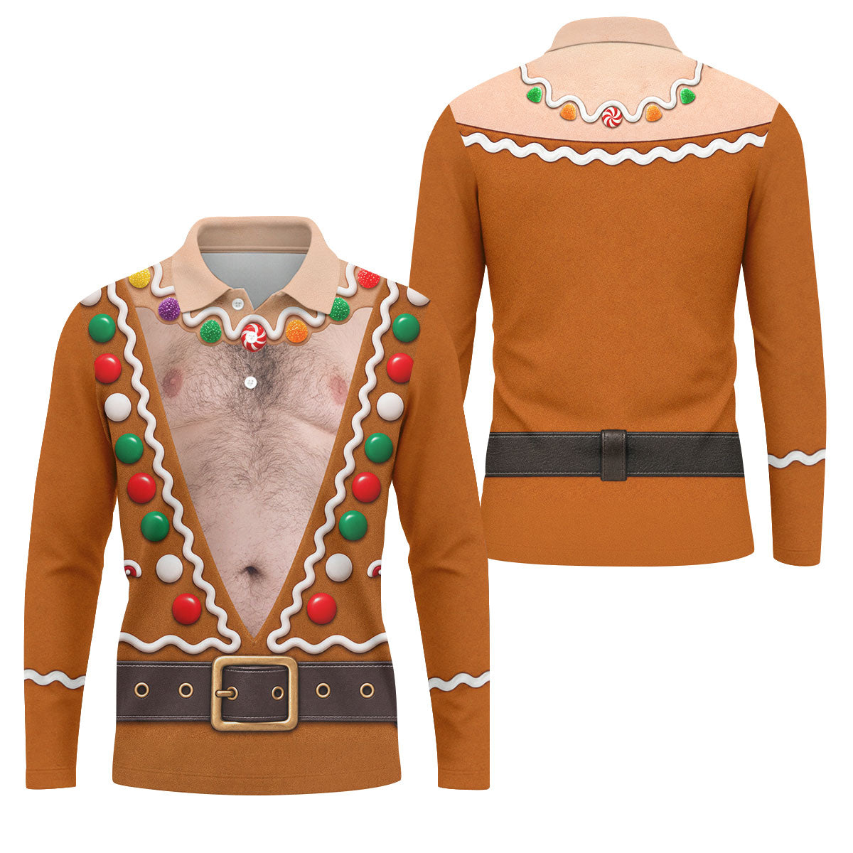 Funny Christmas Gingerbread Costume Polo Shirt, Mens Golf Apparel, Men's Golf Shirt