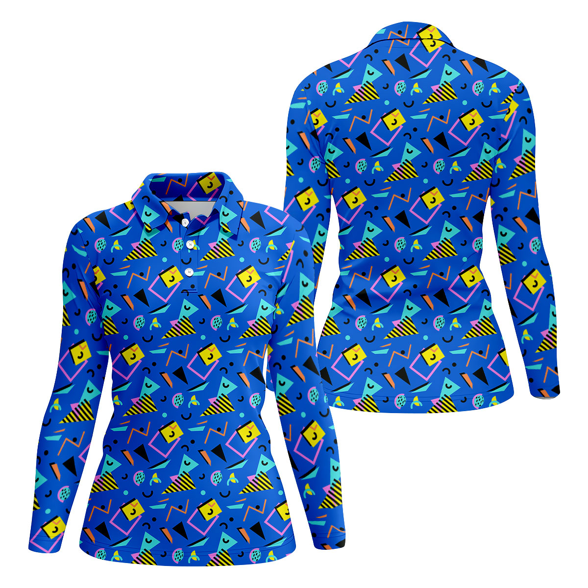 Playful Geometric Memphis Style Golf Shirt For Women, Ladies Golf Shirts, Women's Polo Shirt