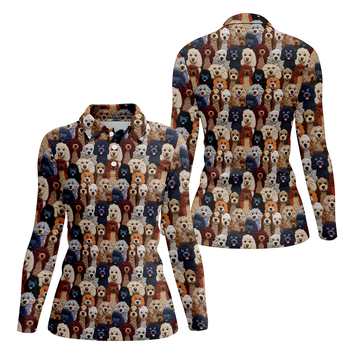 Cartoon Poodle Dog Women's Golf Tops, Gifts For Dog Lovers, Ladies Golf Polos, Golf Gift For Ladies