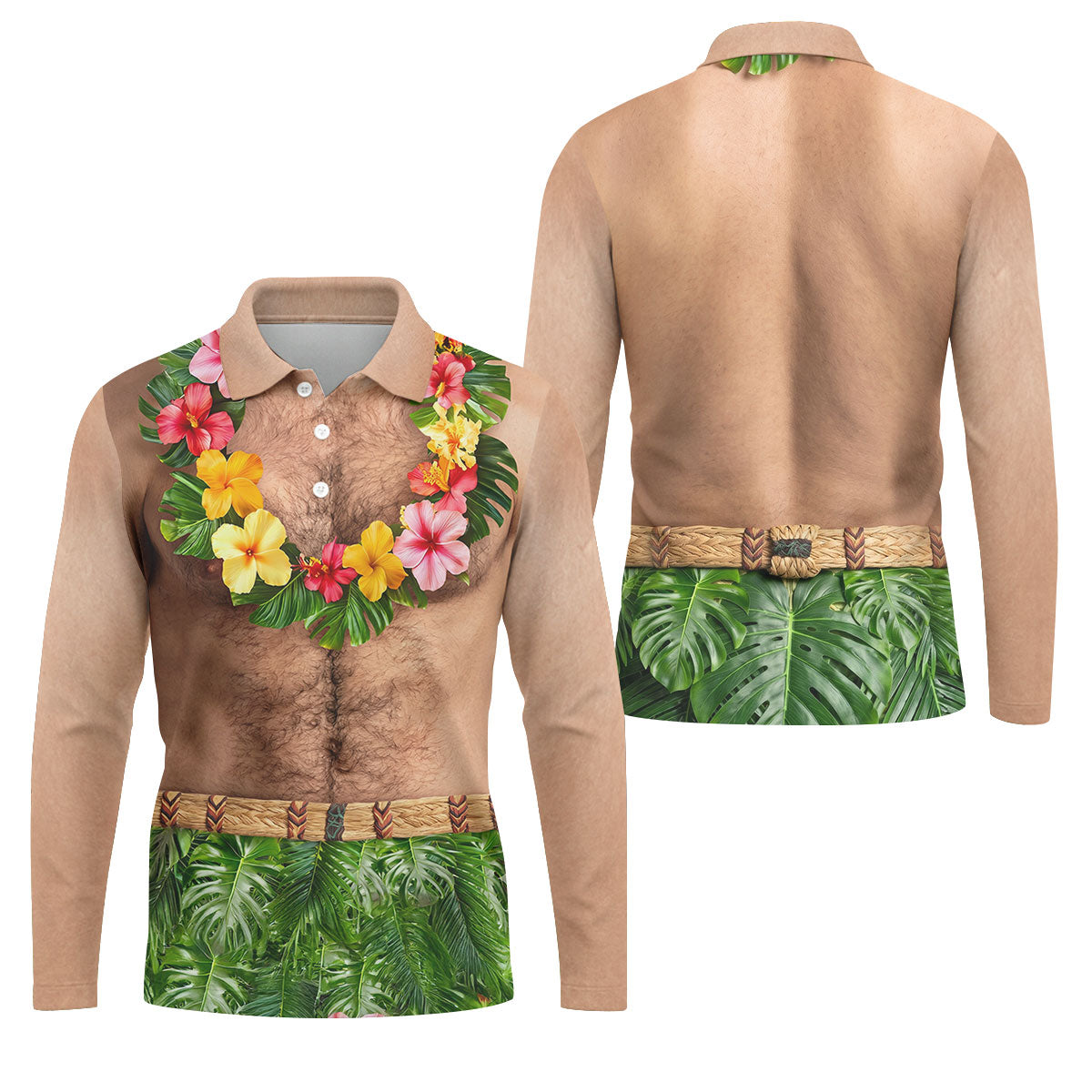 Tropical Theme Party Men's Funny Golf Shirts, Hawaiian Golf Shirt, Polo Shirts For Men