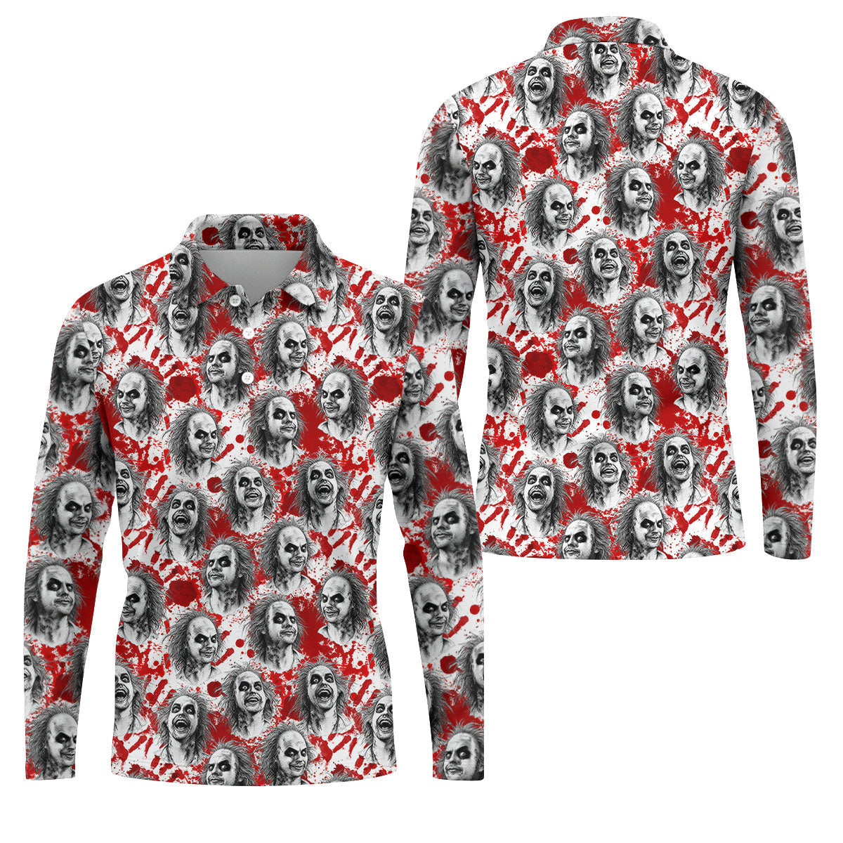 Halloween Horror Character Faces Polo Shirt, Polo Shirts For Men, Mens Golf Shirts